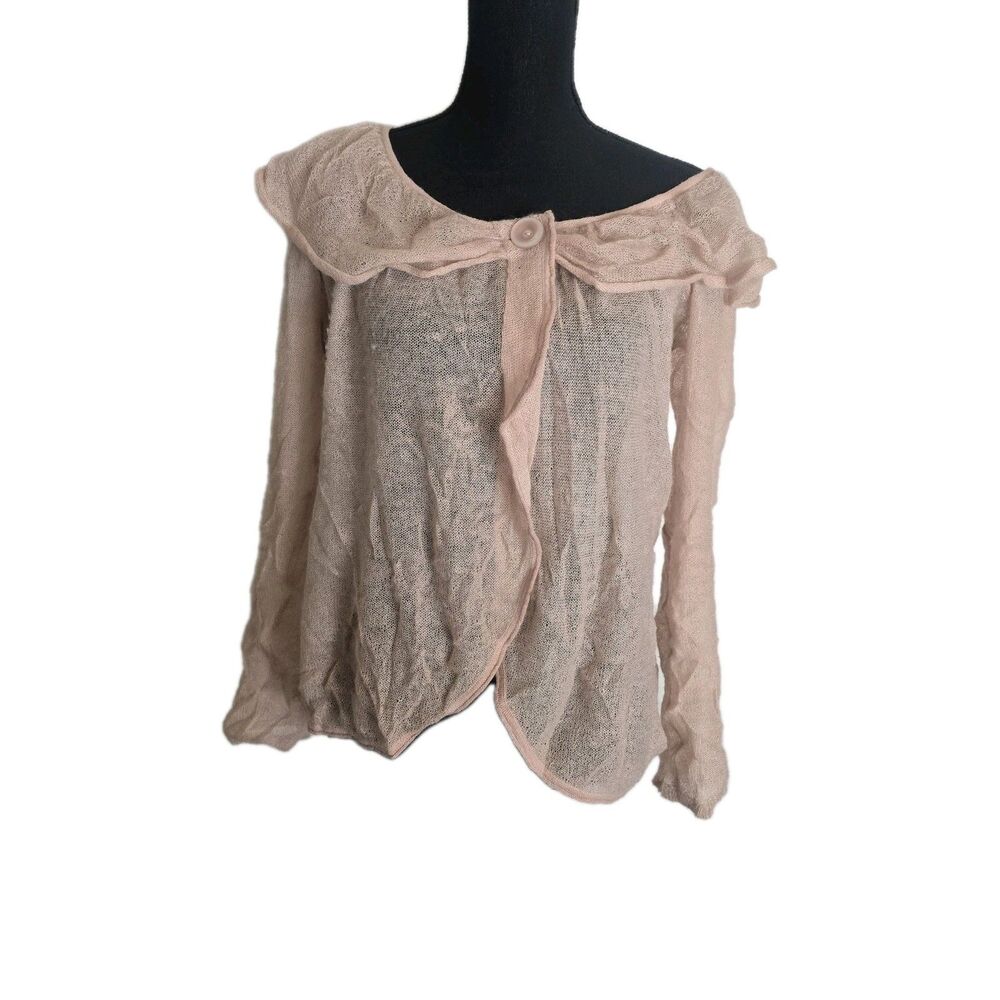 Anthropologie Guinevere Cardigan Large Single Button Wool Mohair Coquette